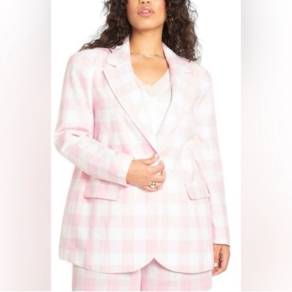 Eloquii Pink and White Checkered Blazer - Picture 8 of 9